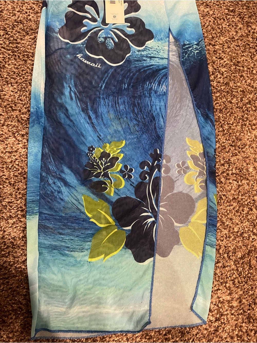 Jaded London Blue Floral Maxi Sarong Skirt with Green Accents